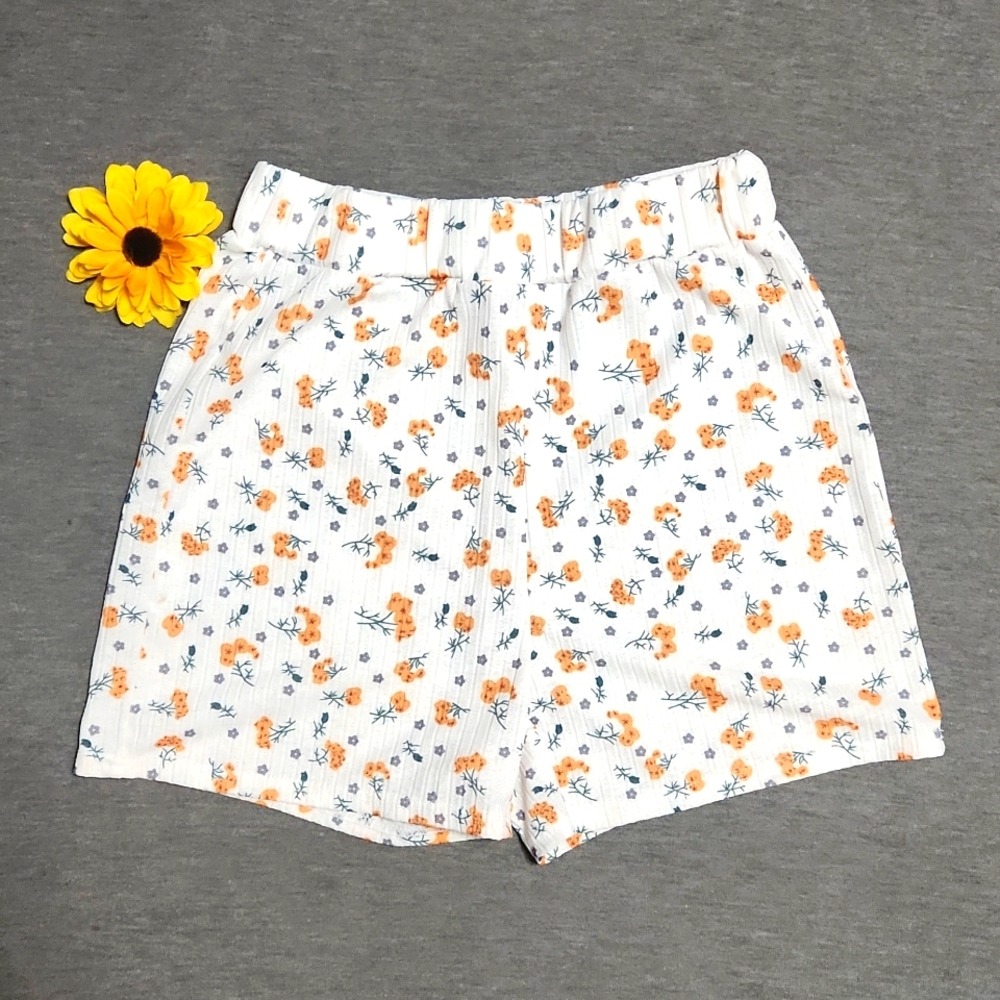 Y2K Ditsy Calico Floral Pointelle Knit Elastic Summer Shorts Bloomers - Picture 1 of 8